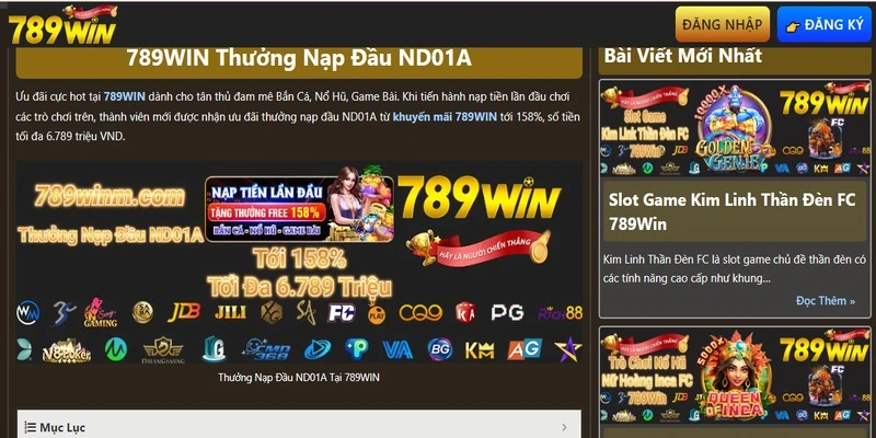 Khuyến mãi 789WIN tùy theo mức tiền nạp